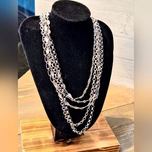 Beautiful Vintage Napier Multi-Strand  Chain Necklace Silver Tone